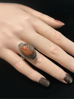 Adjust. Coral Fossil ring